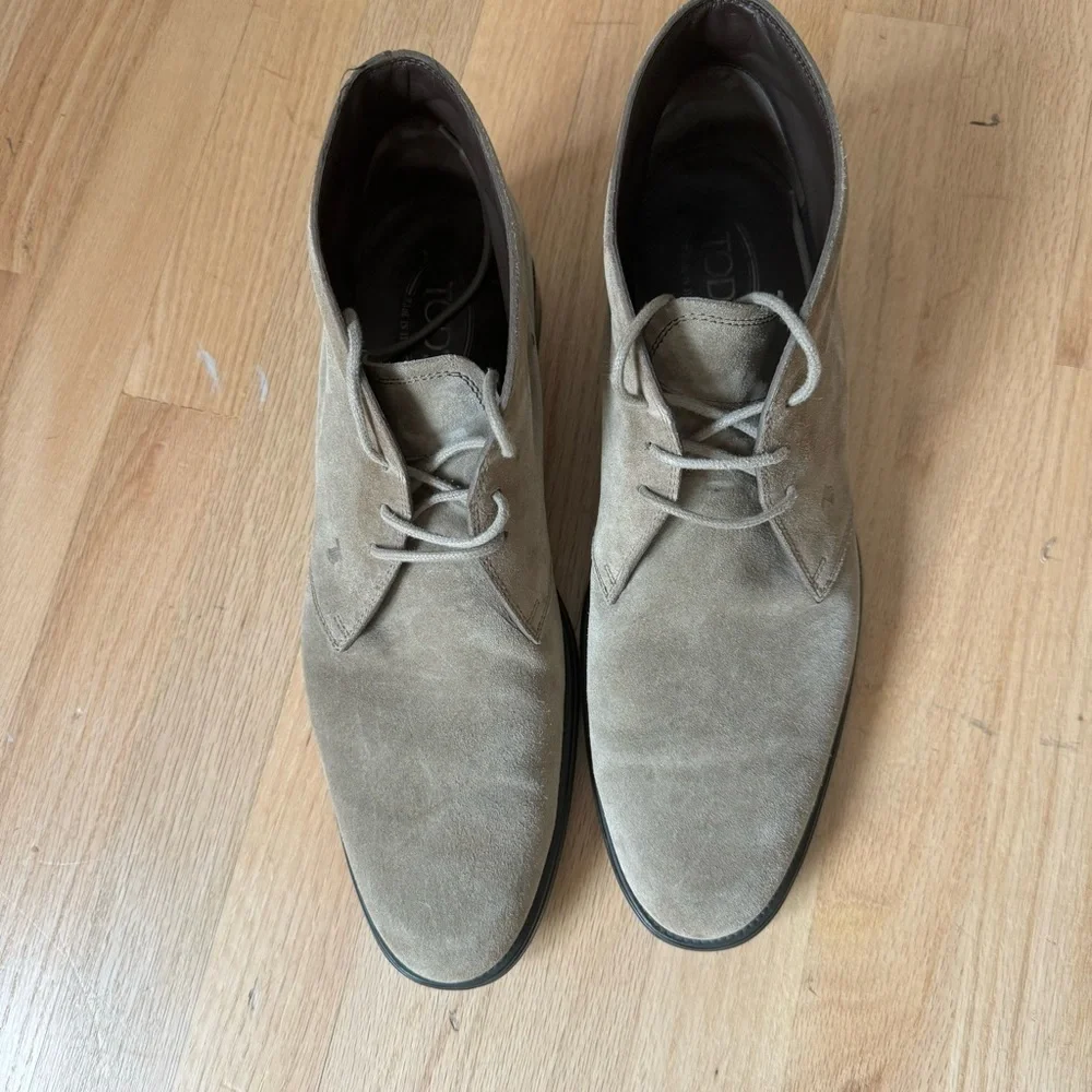 TOD’S Suede Peat Desert Ankle Boots Rubber Soles Lace Up Casual Luxury Heritage